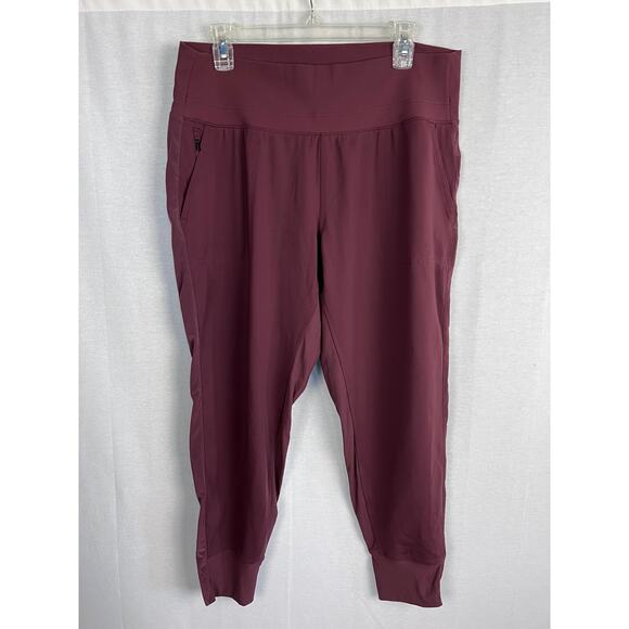 Athleta Pants Venice Velvet Stripe Joggers Burgundy Athleisure Travel Athletic - Picture 1 of 6